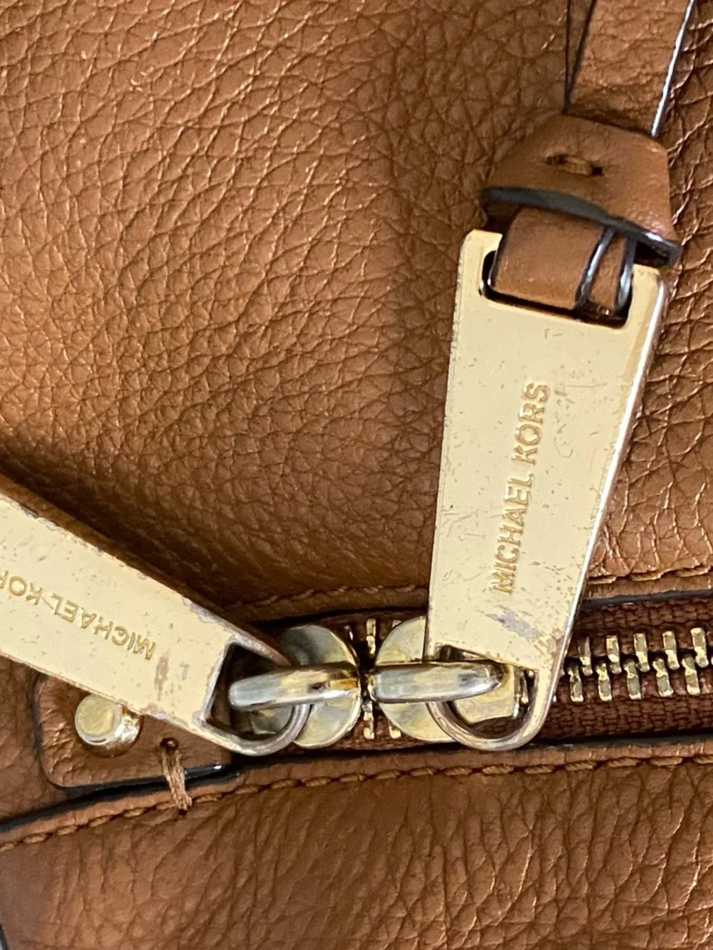 Michael Kors Brown Pebbled Leather Backpack with Gold Hardware - Picture 4 of 7